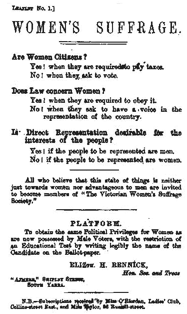 Women's Suffrage Society leaflet